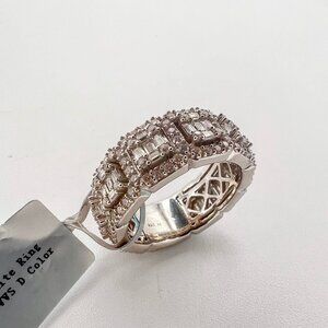 925 Sterling Sliver Moissanite Wedding/Engagement Band, 3.701ctw VVS Stones Hip